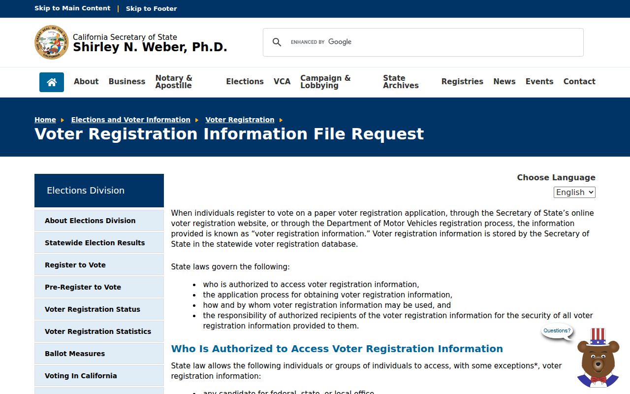 Riverbank neighbors California voter file request guidance