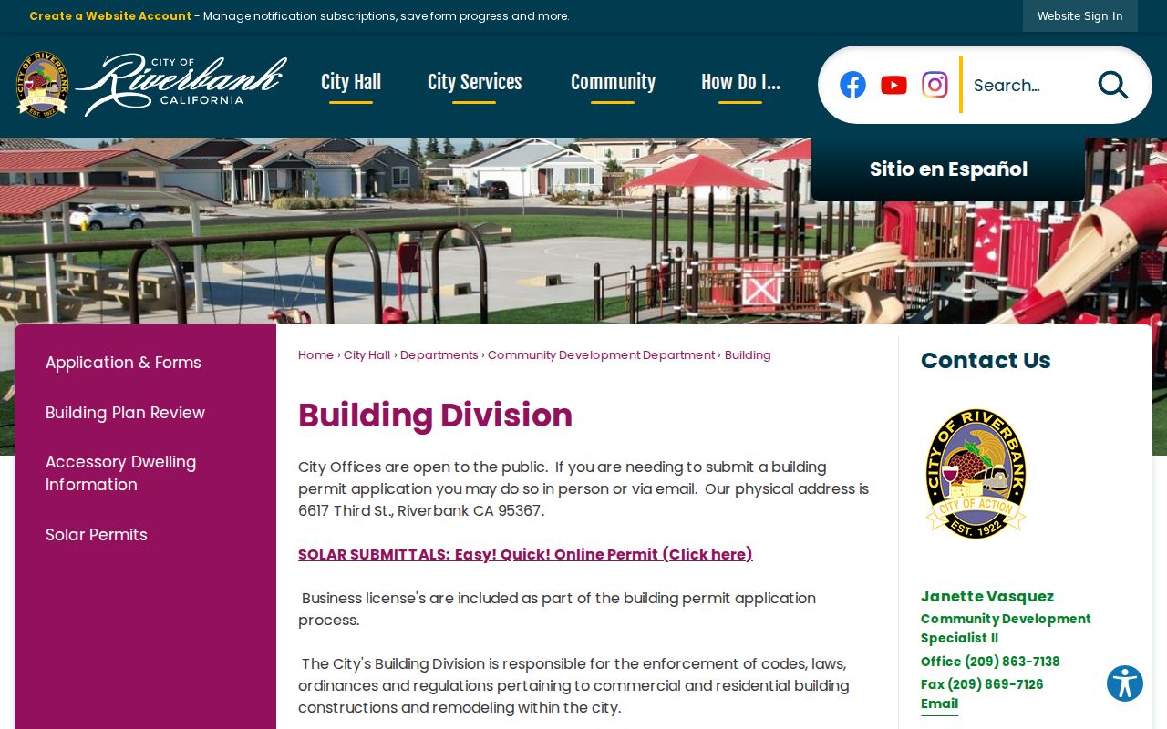 Riverbank street directory building permits and inspections access