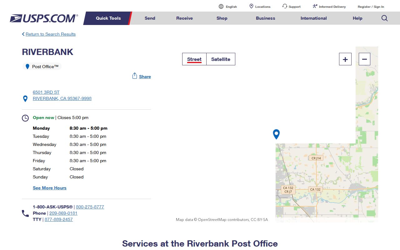 Riverbank ZIP code USPS Post Office 95367 verification