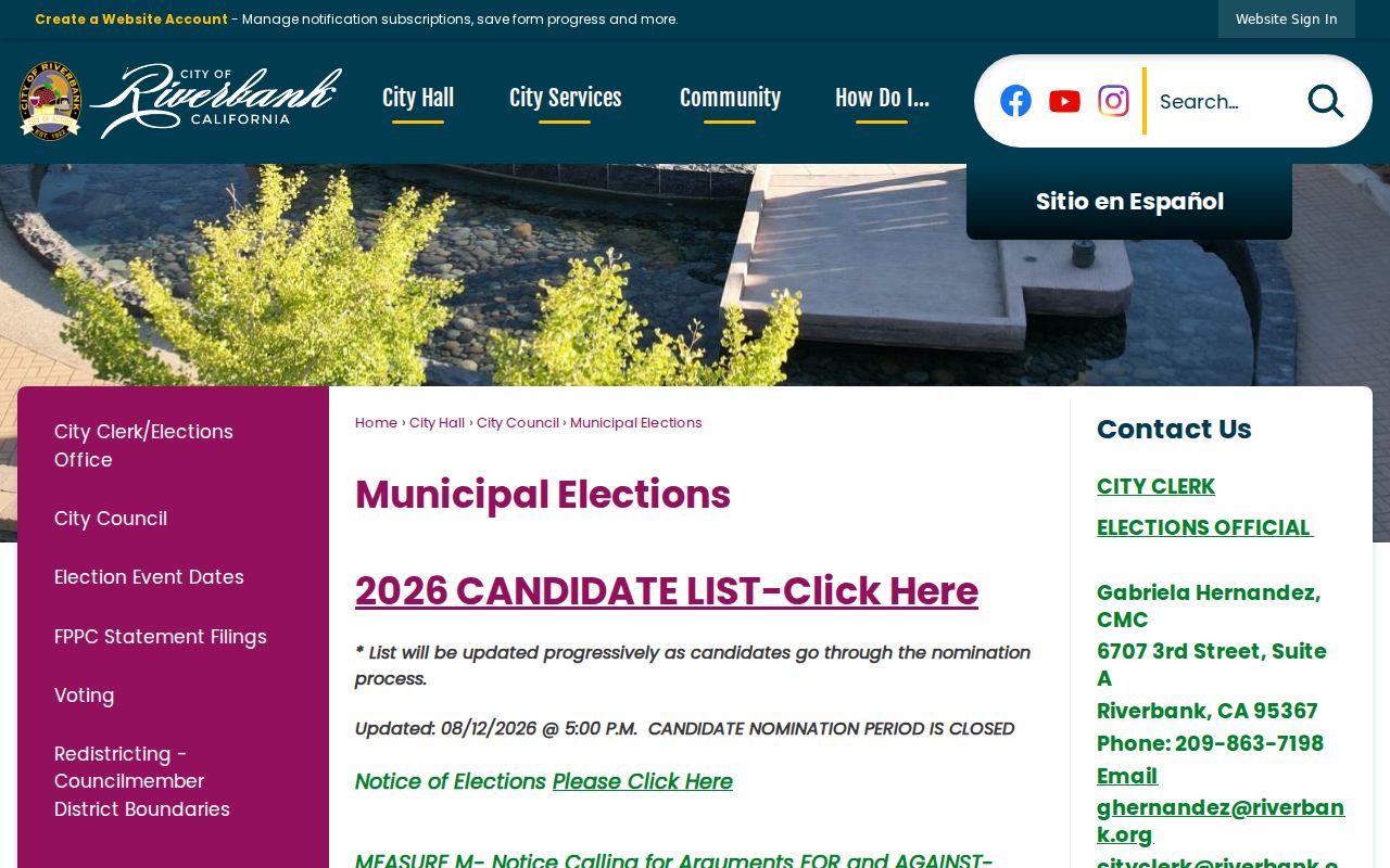Riverbank ZIP code municipal election districts